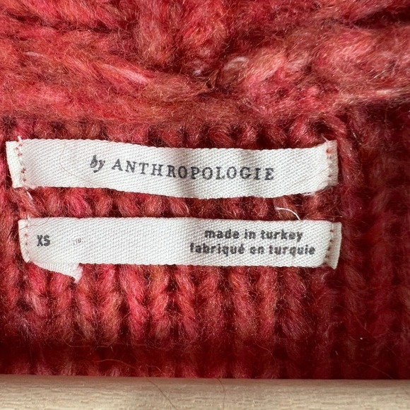 Anthropologie Cable Knit‎ Cardigan Open Front Oversized Sweater Orange XS Boho - Picture 4 of 14